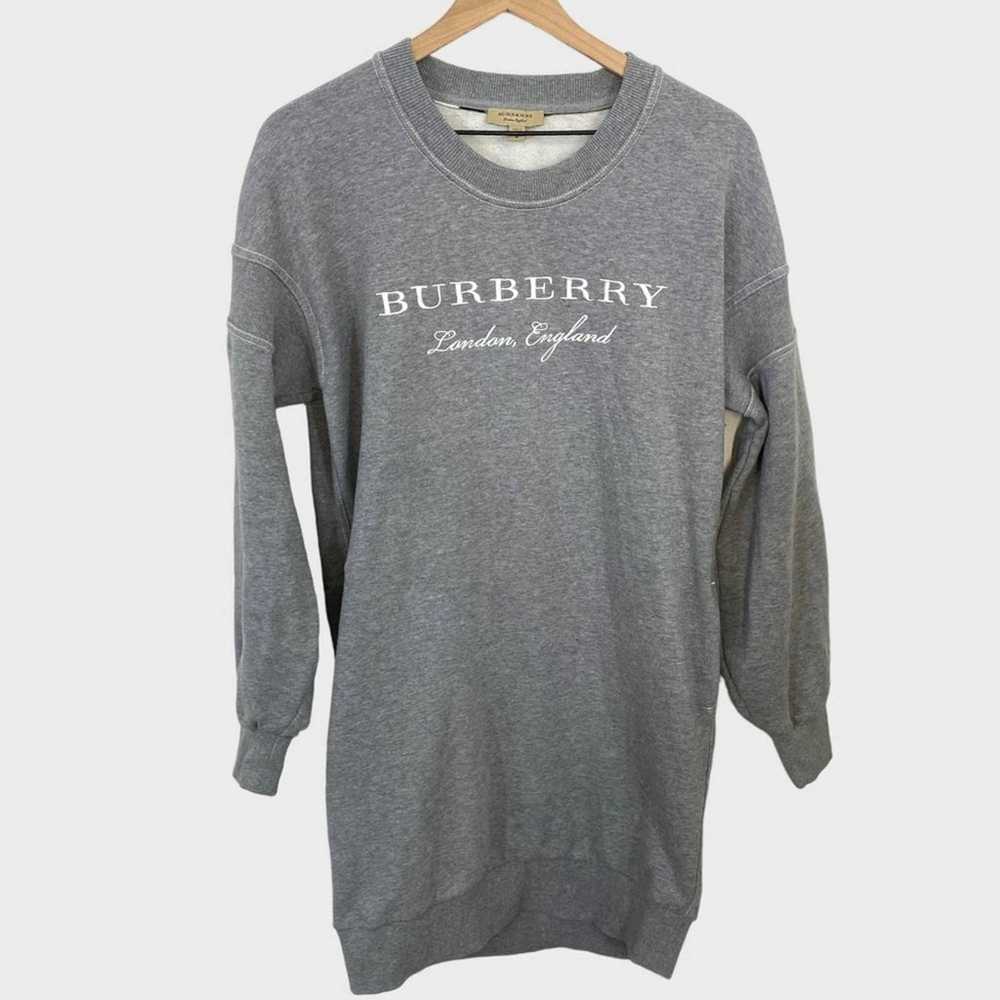 Burberry Grey + White Embroidered Logo Cotton Swe… - image 11