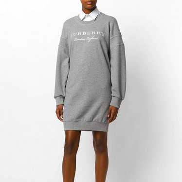 Burberry Grey + White Embroidered Logo Cotton Swe… - image 1
