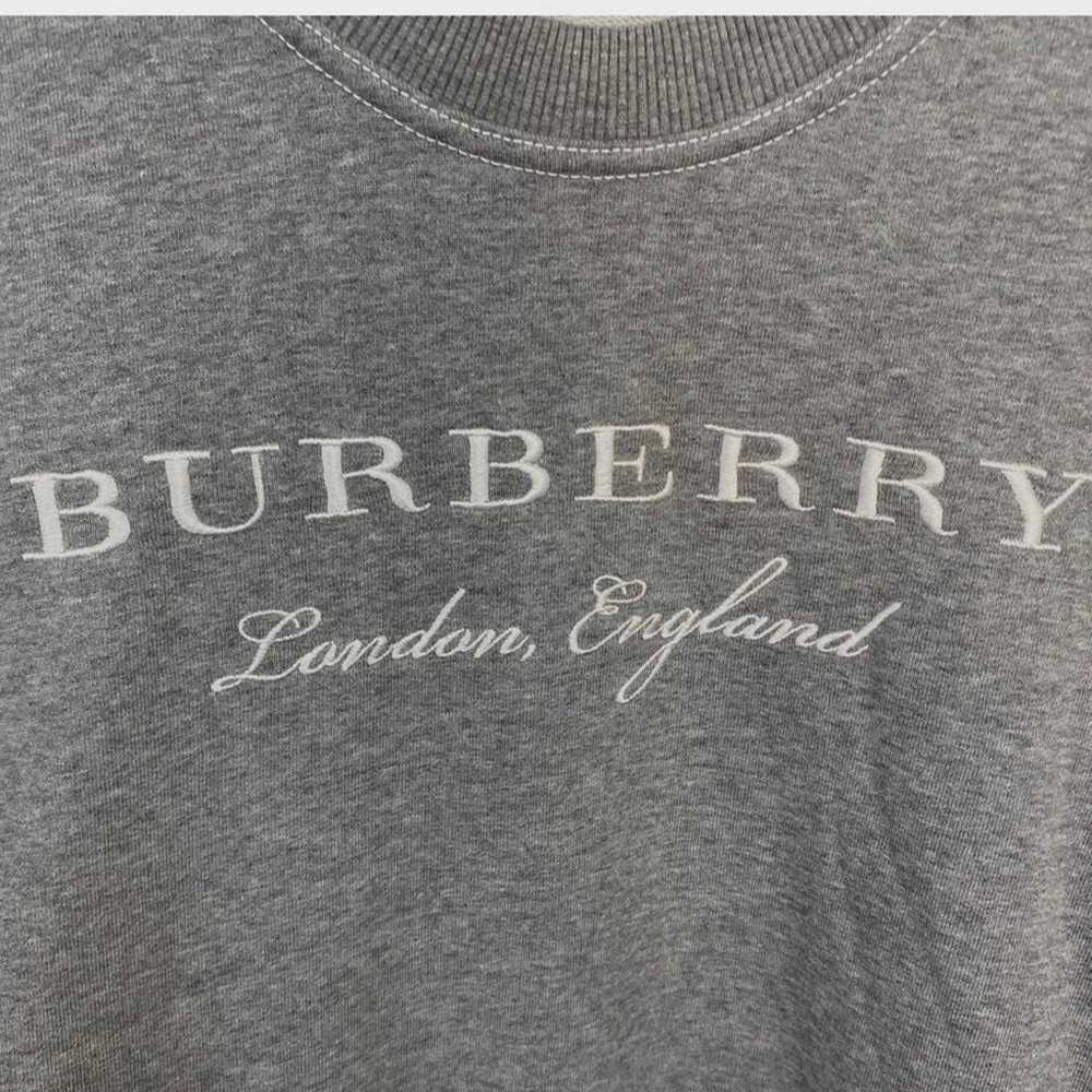Burberry Grey + White Embroidered Logo Cotton Swe… - image 3