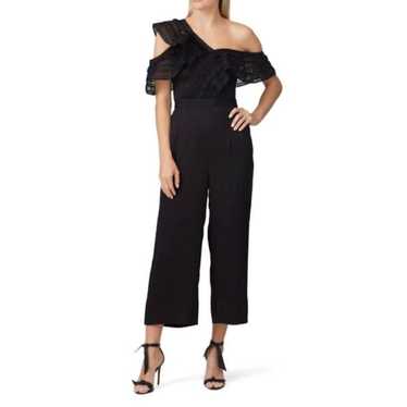 Self-Portrait Black One Shoulder Frilled Jumpsuit… - image 1