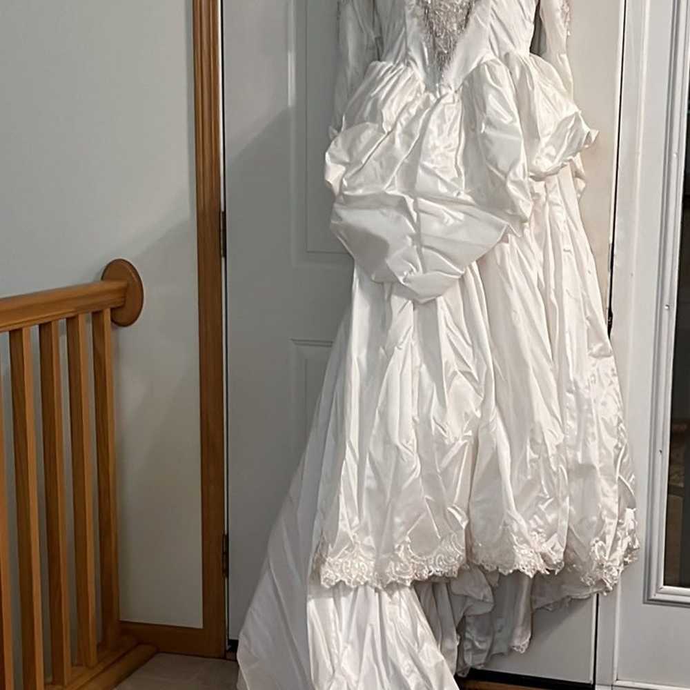Vintage Wedding Dress S/M? White Long Sleeve Cost… - image 2