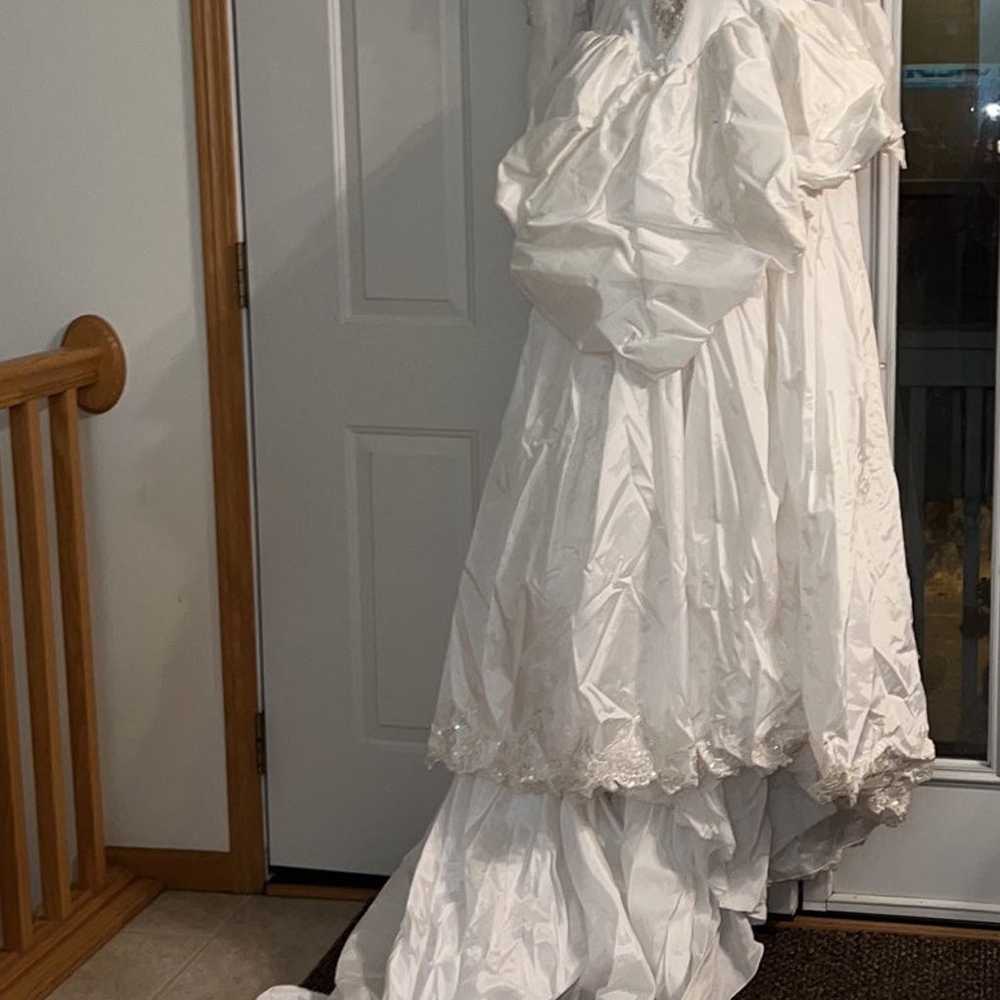 Vintage Wedding Dress S/M? White Long Sleeve Cost… - image 4