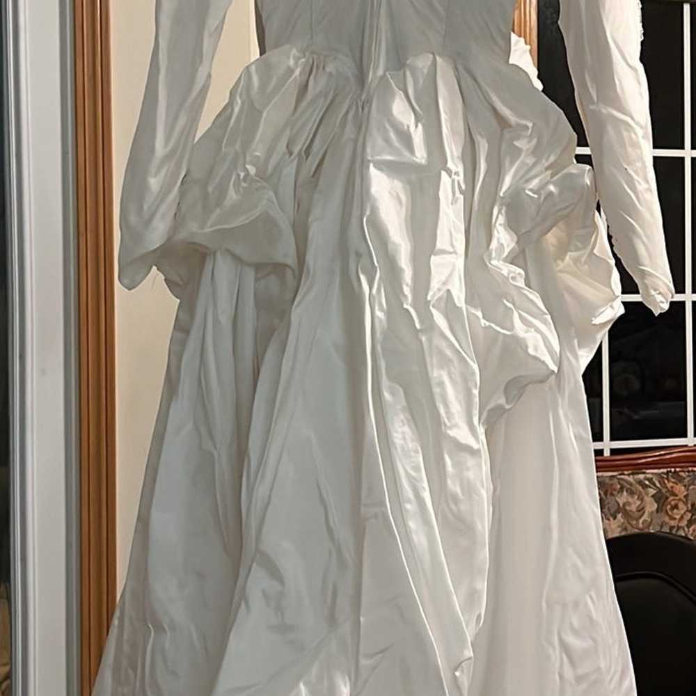Vintage Wedding Dress S/M? White Long Sleeve Cost… - image 5