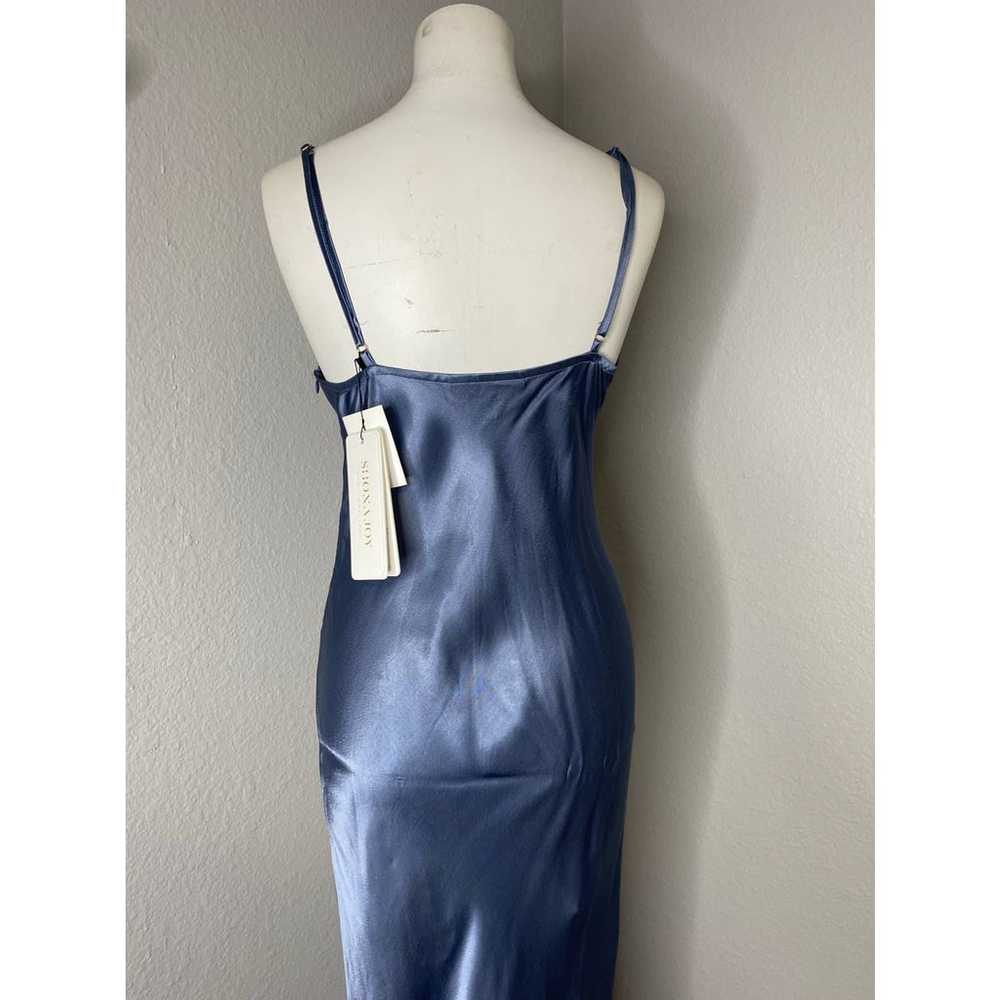 Shona Joy La Lune Bias Slip Dress Front Slit Blue… - image 11