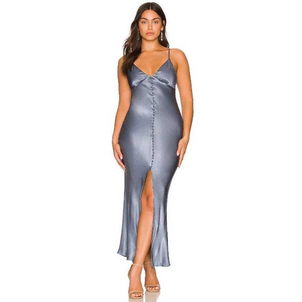 Shona Joy La Lune Bias Slip Dress Front Slit Blue… - image 1