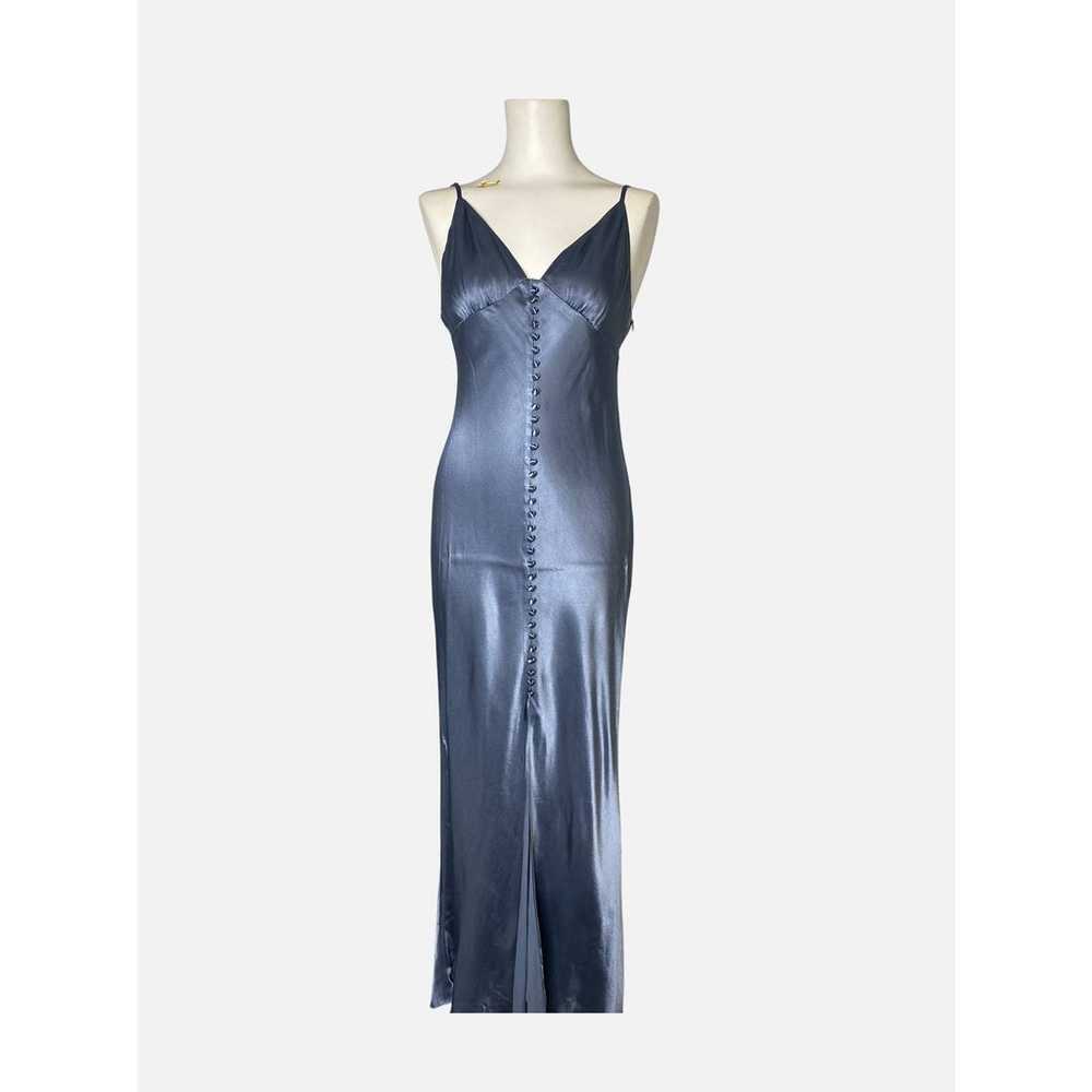 Shona Joy La Lune Bias Slip Dress Front Slit Blue… - image 4