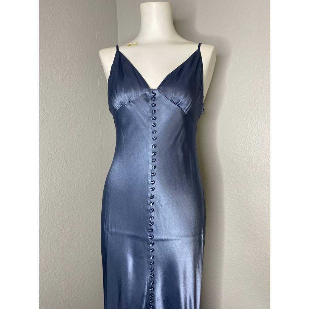 Shona Joy La Lune Bias Slip Dress Front Slit Blue… - image 5