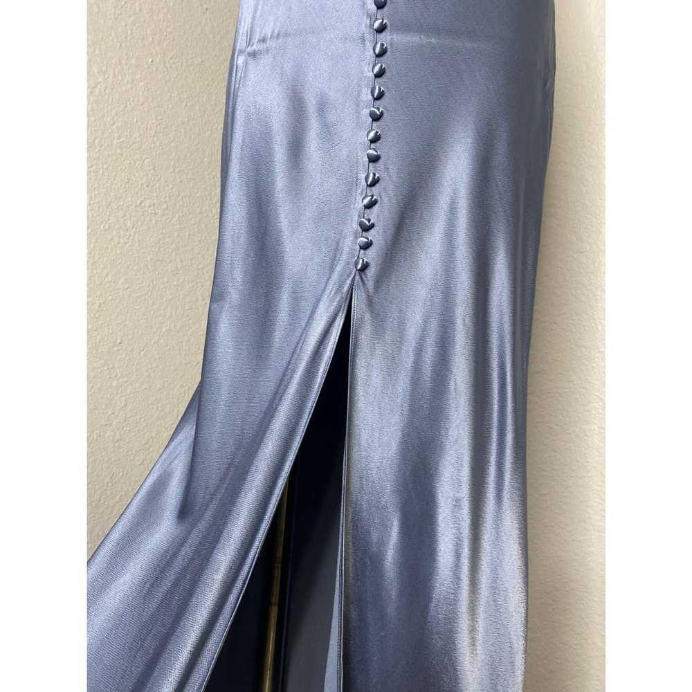 Shona Joy La Lune Bias Slip Dress Front Slit Blue… - image 8