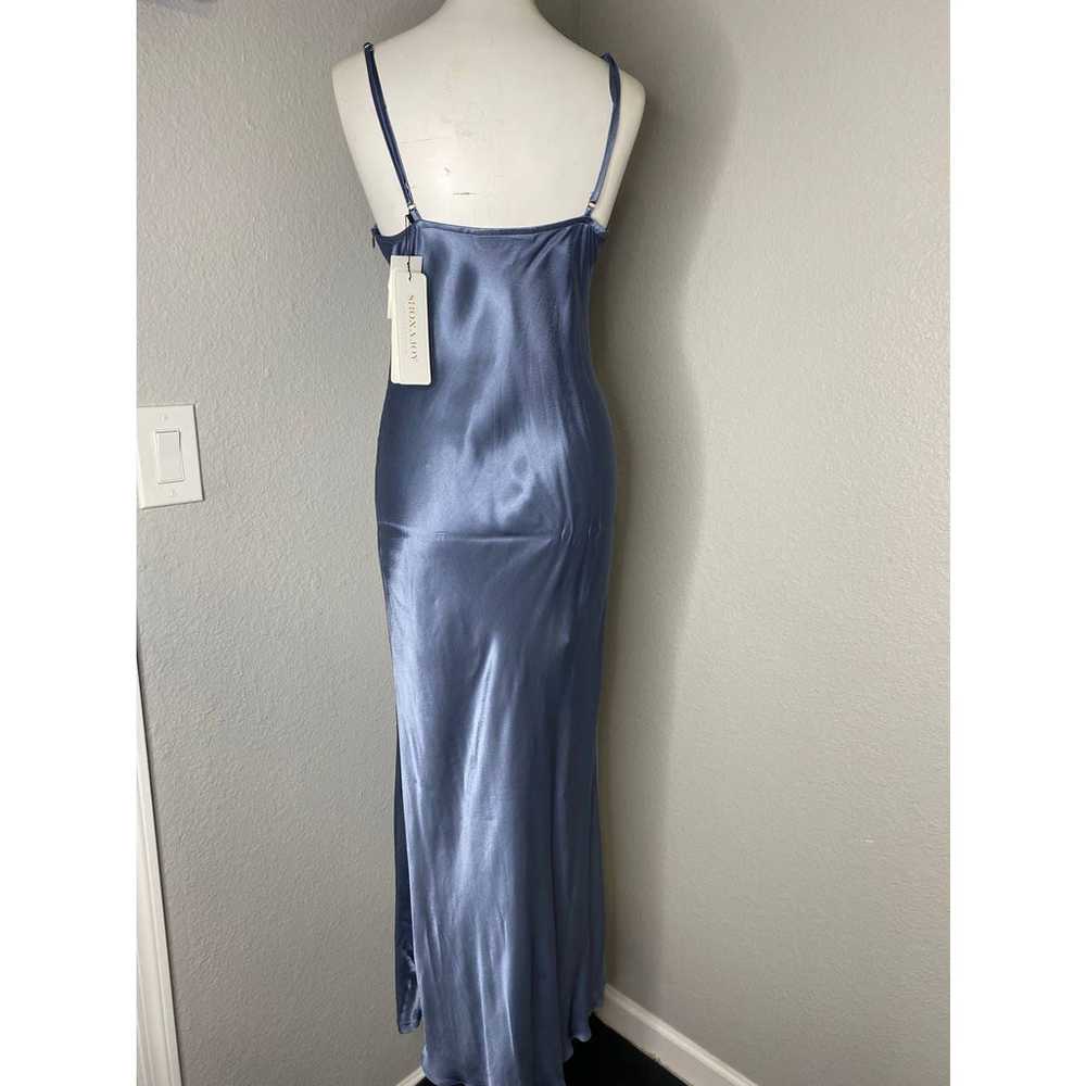 Shona Joy La Lune Bias Slip Dress Front Slit Blue… - image 9