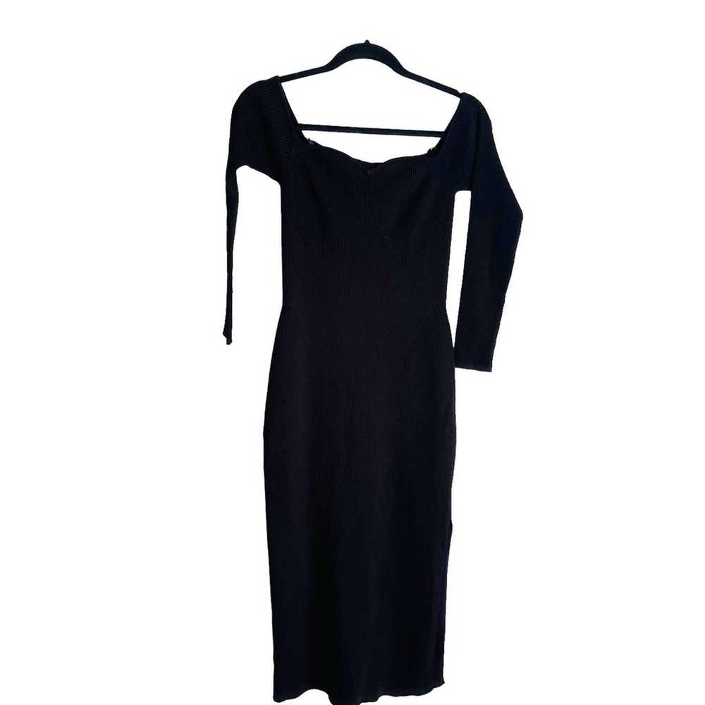 MILLY Knit Bustier Off The Shoulder Dress Black S… - image 5