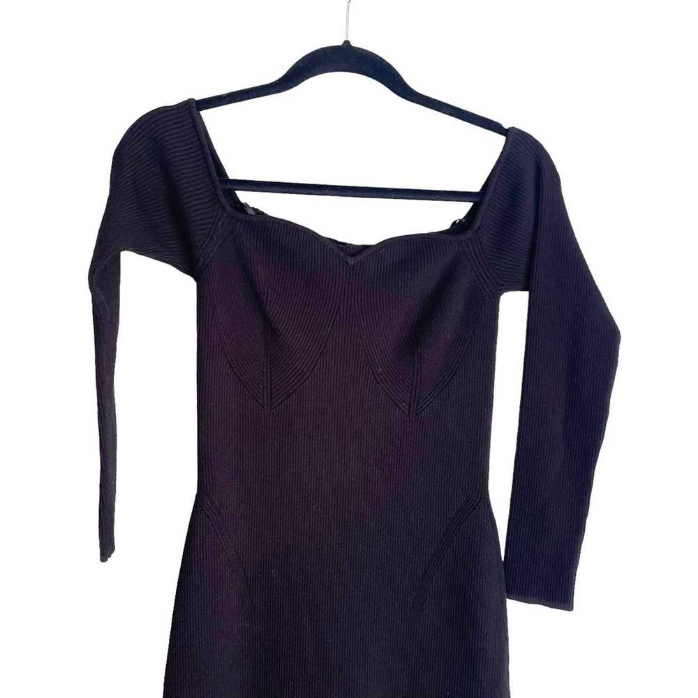 MILLY Knit Bustier Off The Shoulder Dress Black S… - image 6