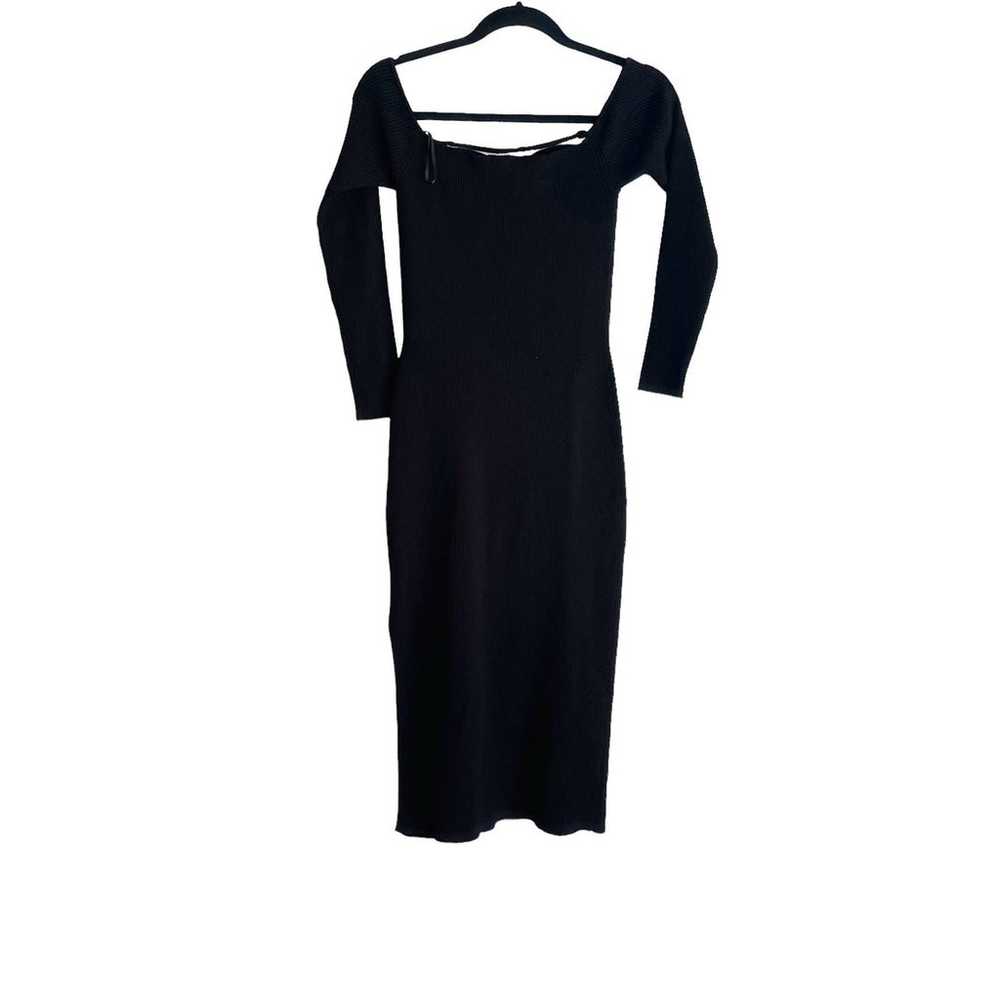 MILLY Knit Bustier Off The Shoulder Dress Black S… - image 7