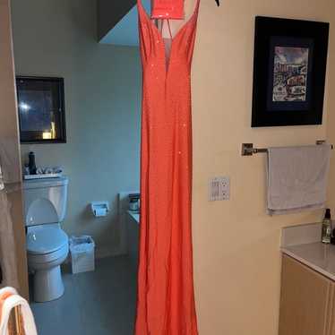 Orange Deep V Prom Dress
