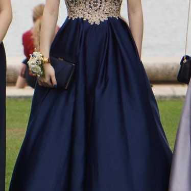 Navy and gold prom dress