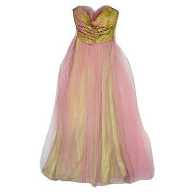 VTG 1950s Strapless Tulle Cupcake Party Prom Dres… - image 1