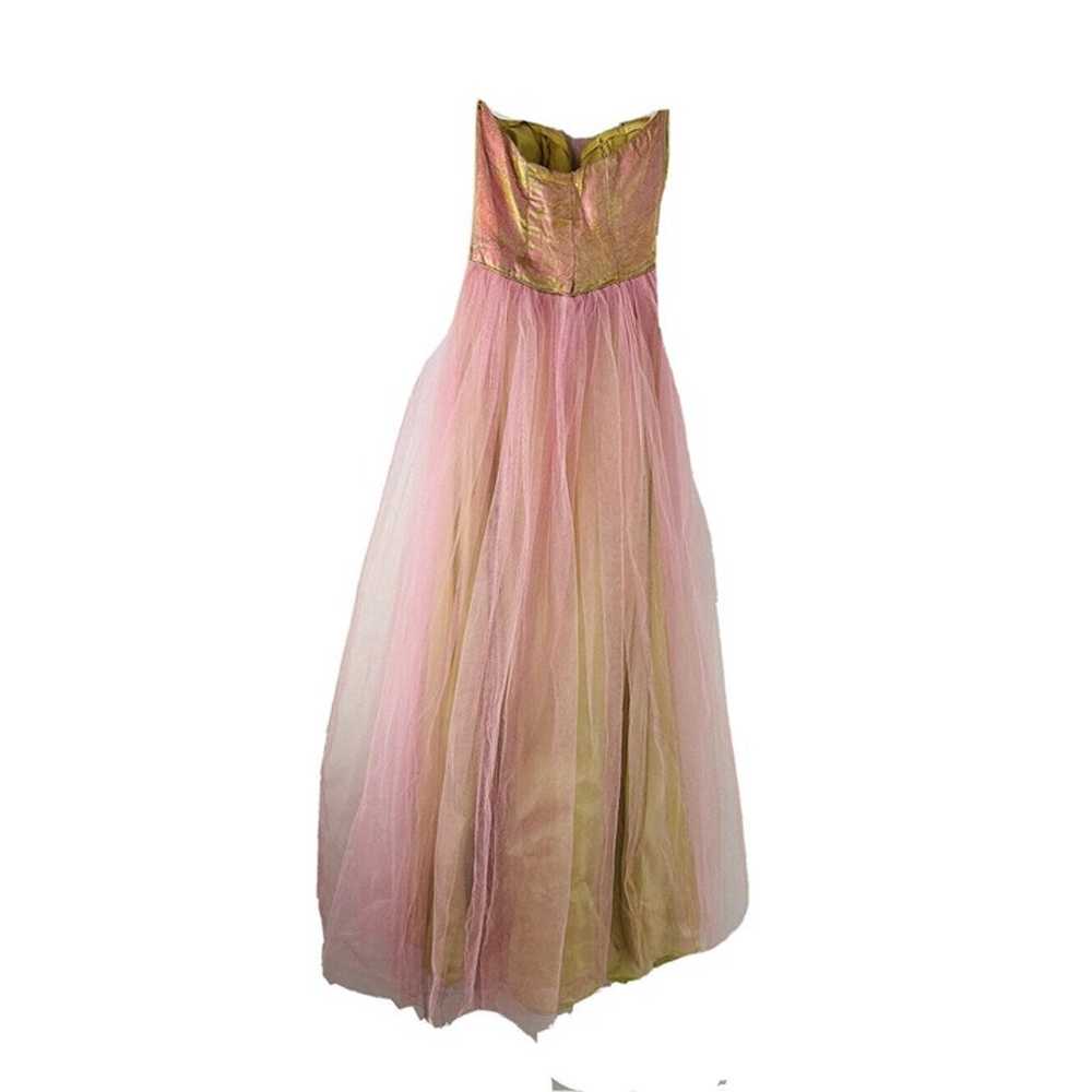 VTG 1950s Strapless Tulle Cupcake Party Prom Dres… - image 2