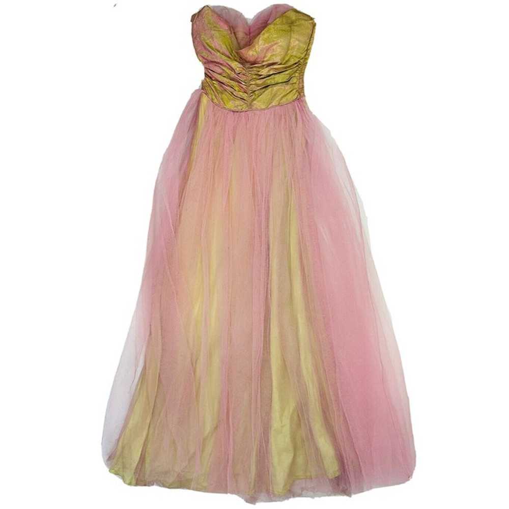 VTG 1950s Strapless Tulle Cupcake Party Prom Dres… - image 3