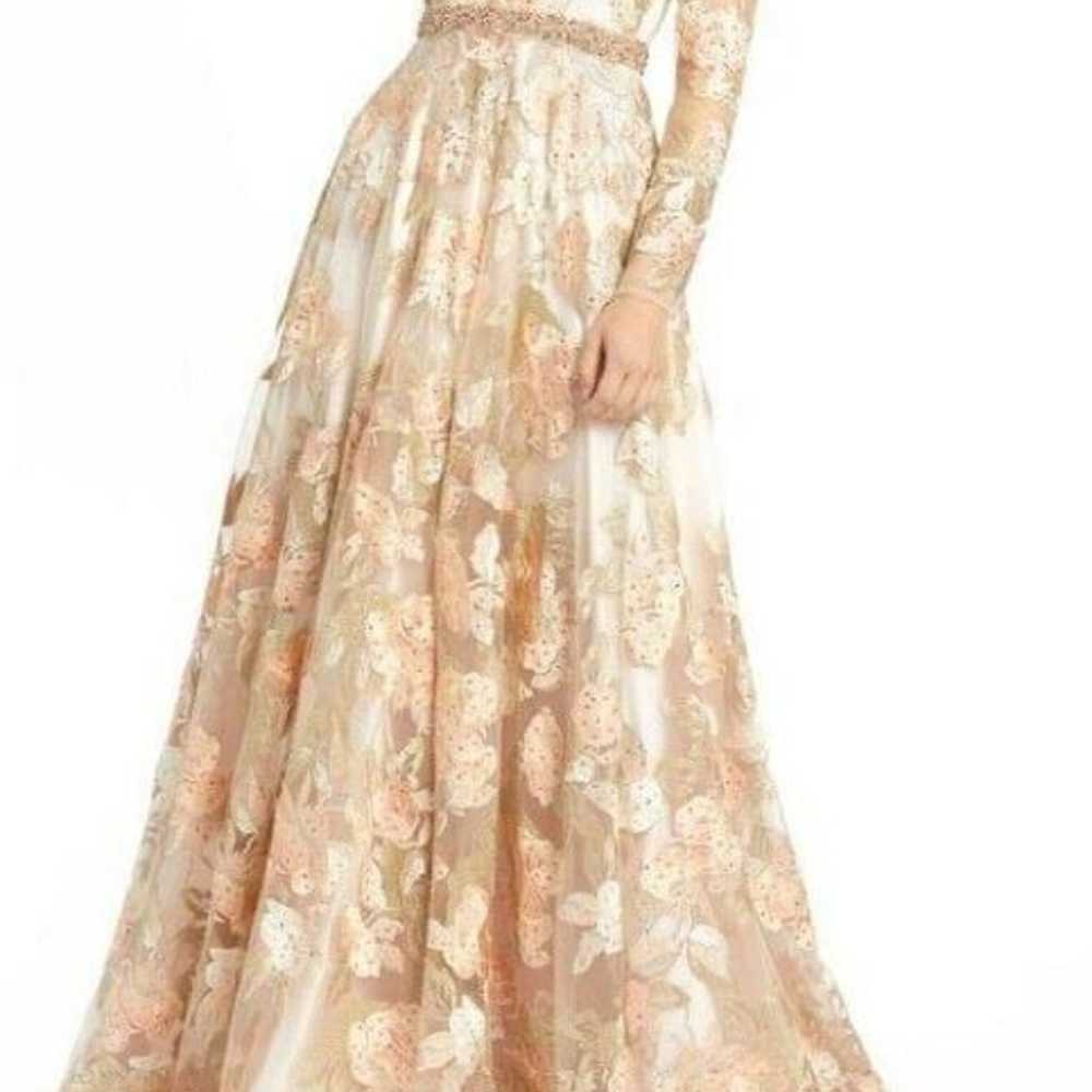 Women's Mac Duggal Floral Long Sleeve A-Line Gown… - image 1