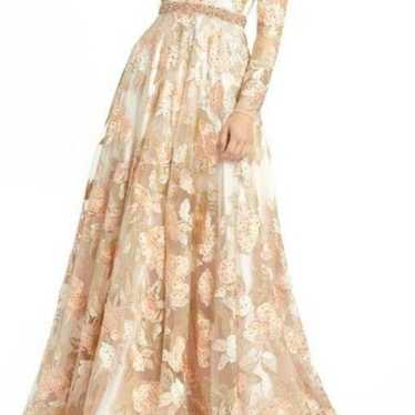 Women's Mac Duggal Floral Long Sleeve A-Line Gown… - image 1