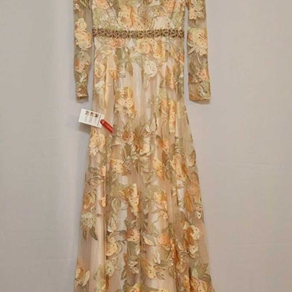 Women's Mac Duggal Floral Long Sleeve A-Line Gown… - image 3