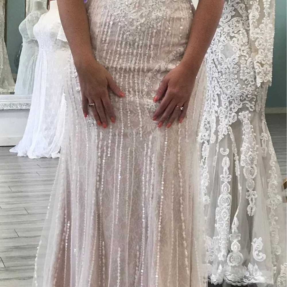 White/Nude Wedding Dress Size 6 - image 3