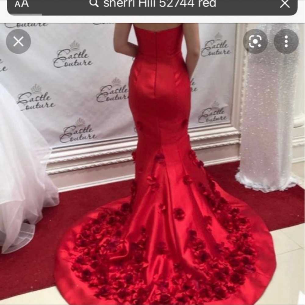 Mermaid gown,slit,strapless,Red,Sherri Hill 52744 - image 4