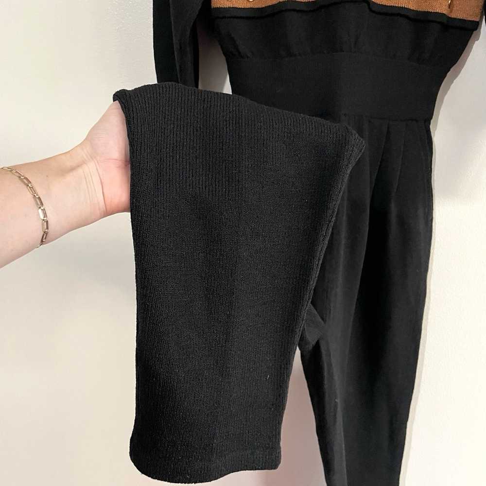 Lillie Rubin Gold Studded Jumpsuit Black Tan Vint… - image 5