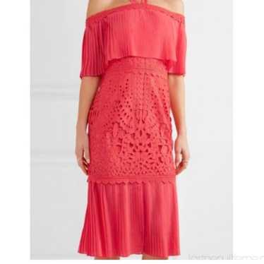 Temperley London Coral Berry Lace Cocktail Dress