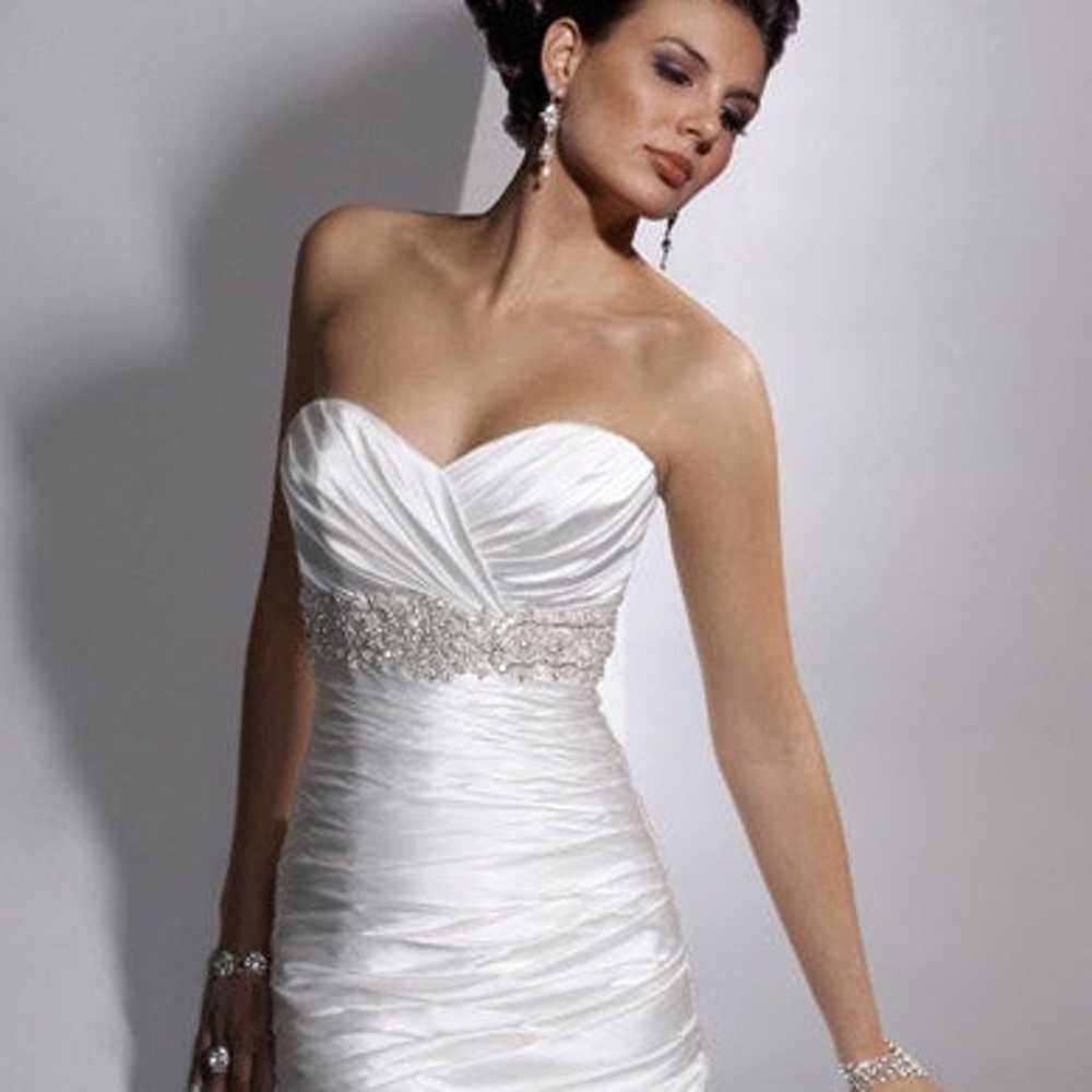 Maggie Sottero (Adorae) White Satin Wedding Gown - image 3