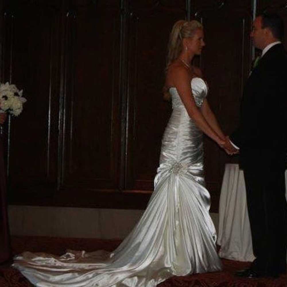 Maggie Sottero (Adorae) White Satin Wedding Gown - image 6