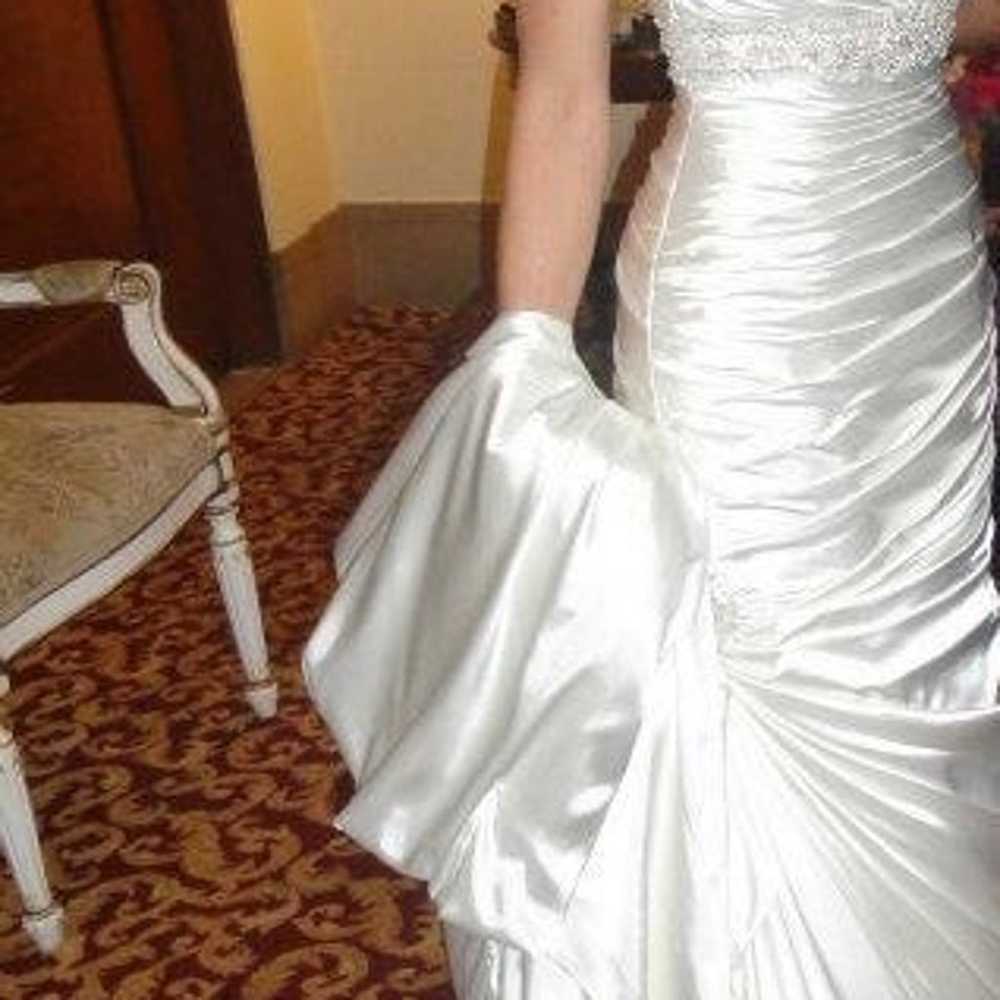 Maggie Sottero (Adorae) White Satin Wedding Gown - image 7