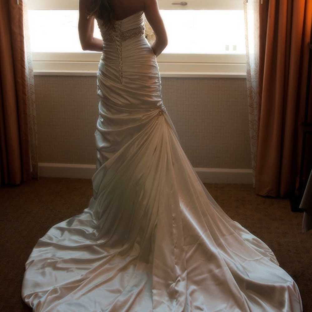 Maggie Sottero (Adorae) White Satin Wedding Gown - image 9