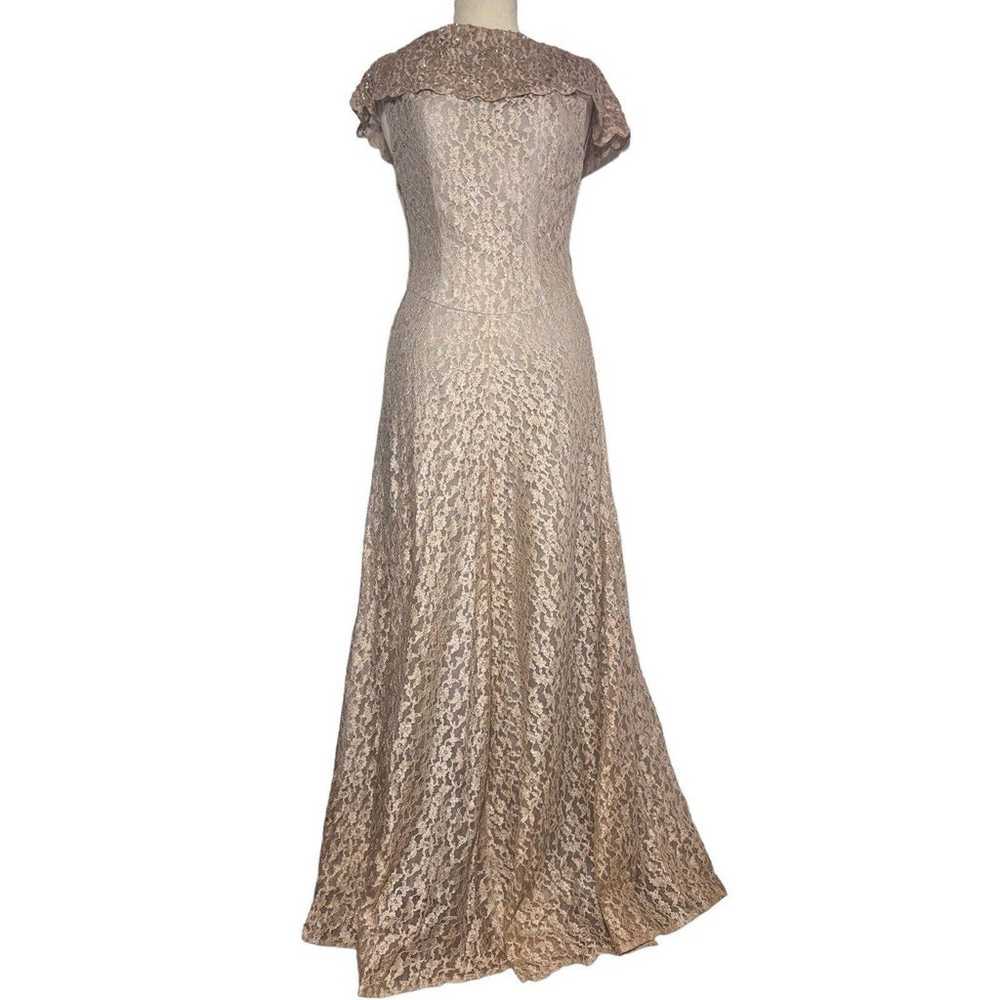 RARE Jack Herzog Vintage 40s Dress Taupe Gown Siz… - image 12
