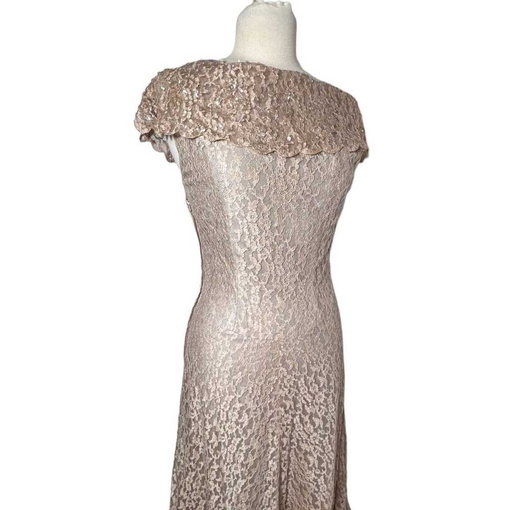 RARE Jack Herzog Vintage 40s Dress Taupe Gown Siz… - image 3