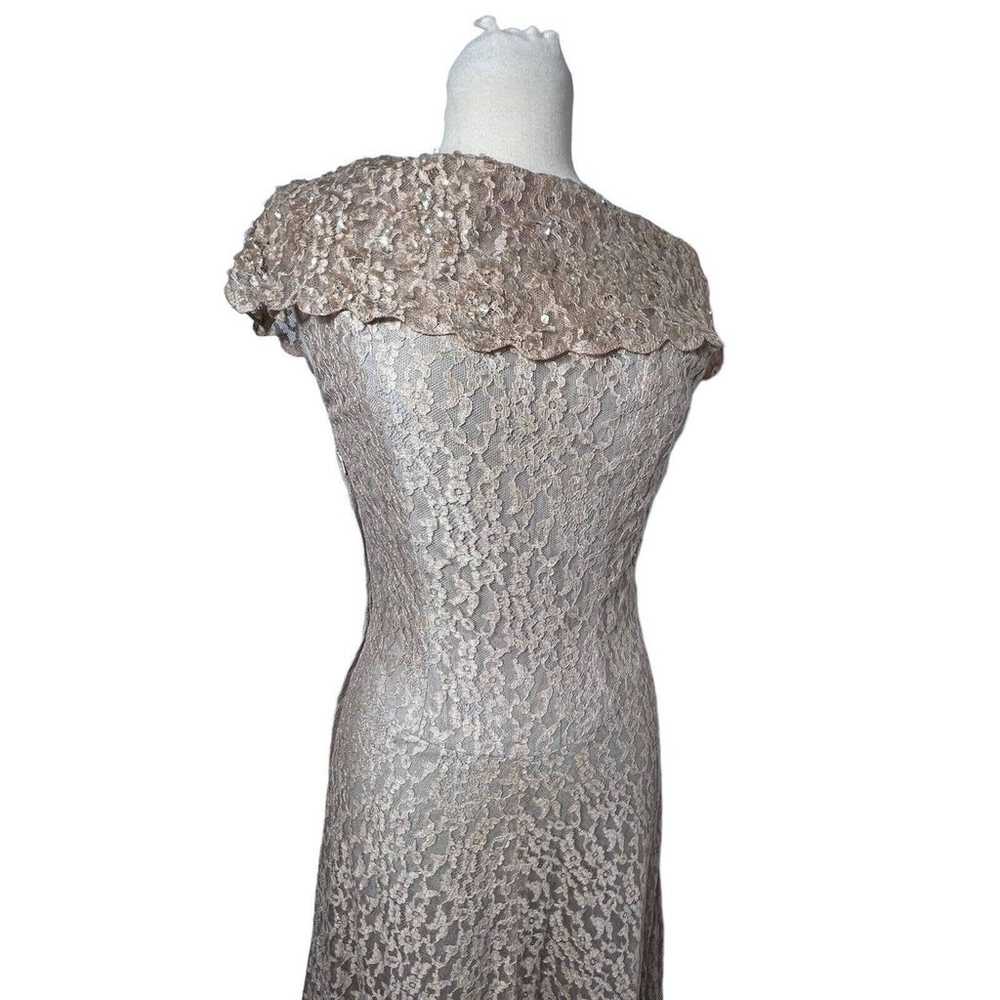 RARE Jack Herzog Vintage 40s Dress Taupe Gown Siz… - image 8
