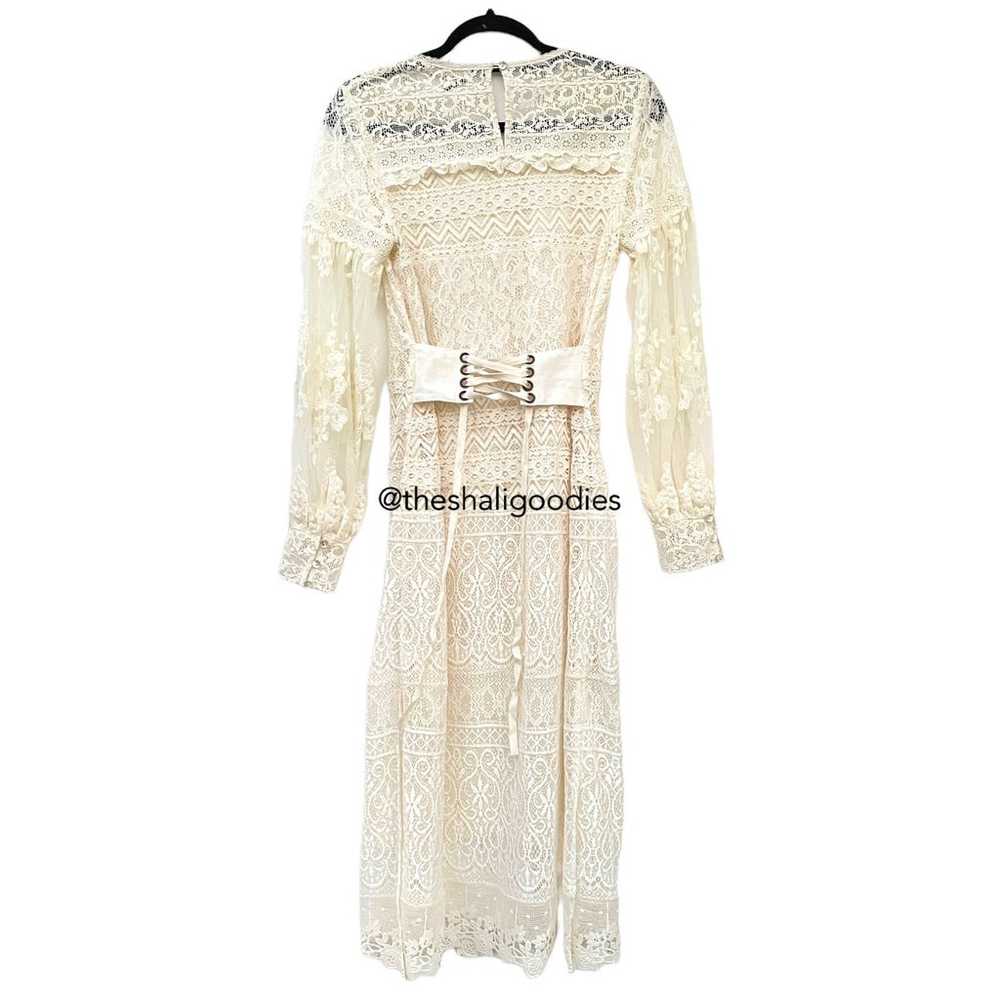 SPELL Dawn Lace Belted Midi Dress Cream White Emb… - image 5