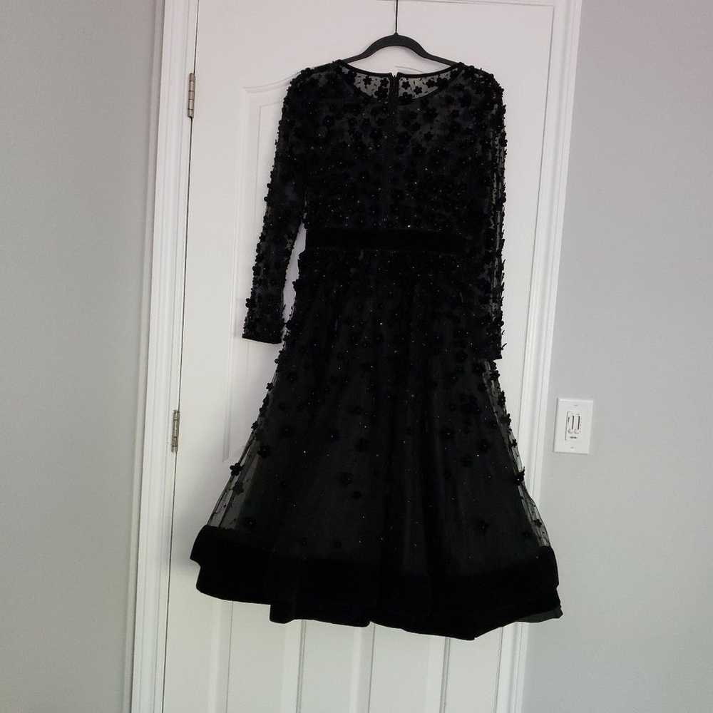 Mac Duggal Black Tea Length Dress Floral Applique… - image 3