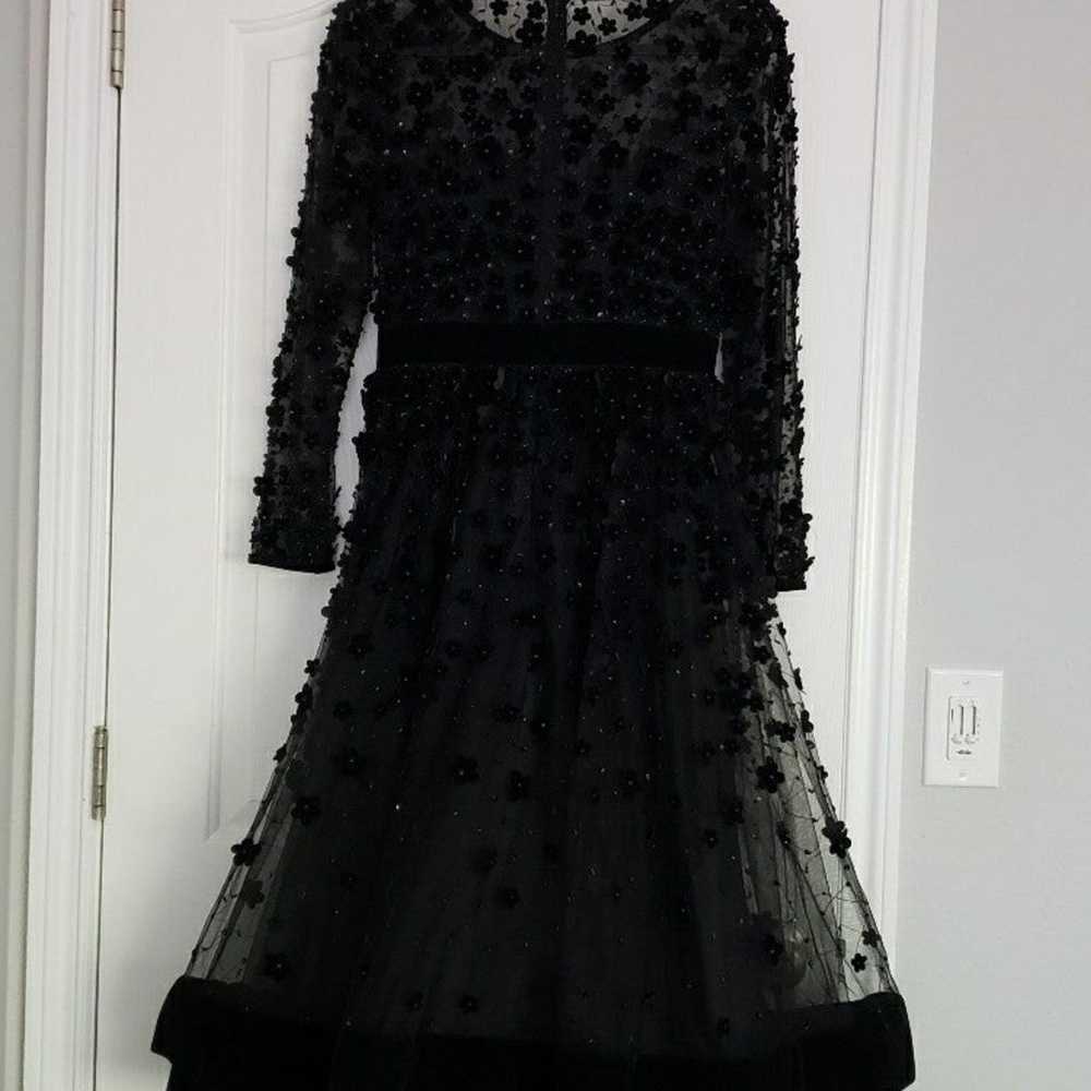 Mac Duggal Black Tea Length Dress Floral Applique… - image 4