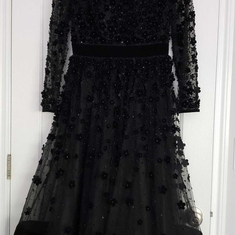 Mac Duggal Black Tea Length Dress Floral Applique… - image 5