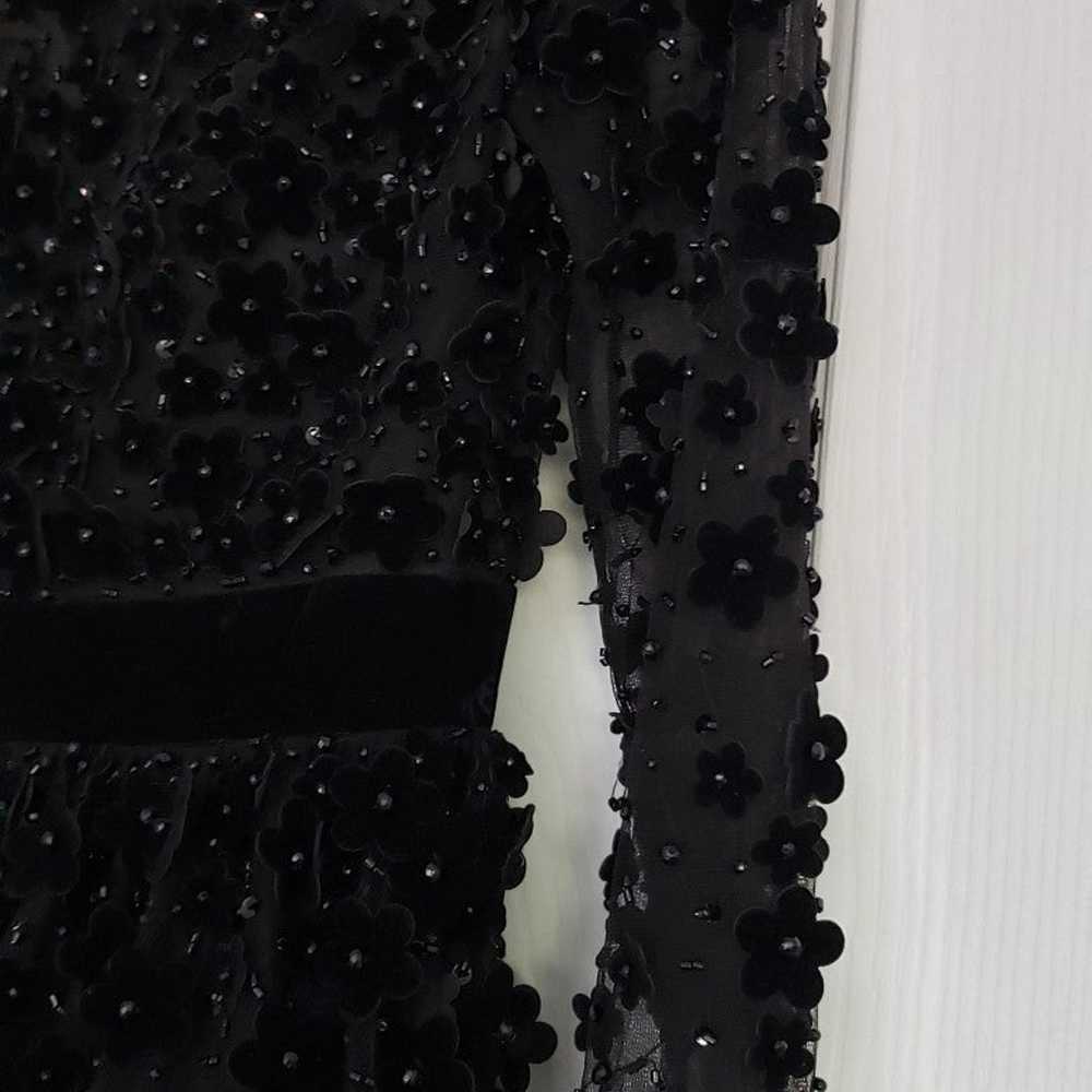 Mac Duggal Black Tea Length Dress Floral Applique… - image 6