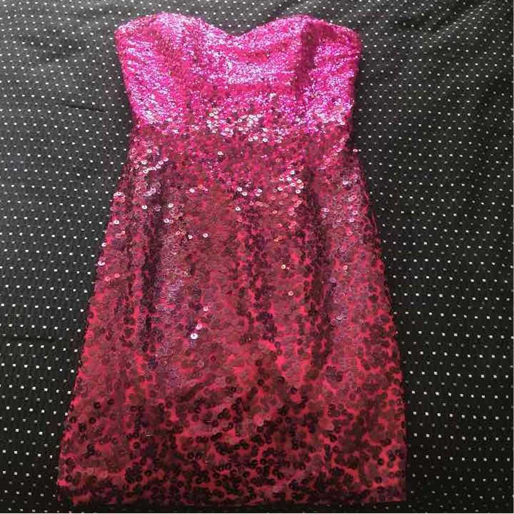 Short strapless sequin pink prom dress - image 2