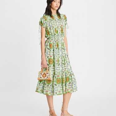 TORY BURCH CAROUSEL PRINTED SILK OFF SHOULDER MID… - image 1