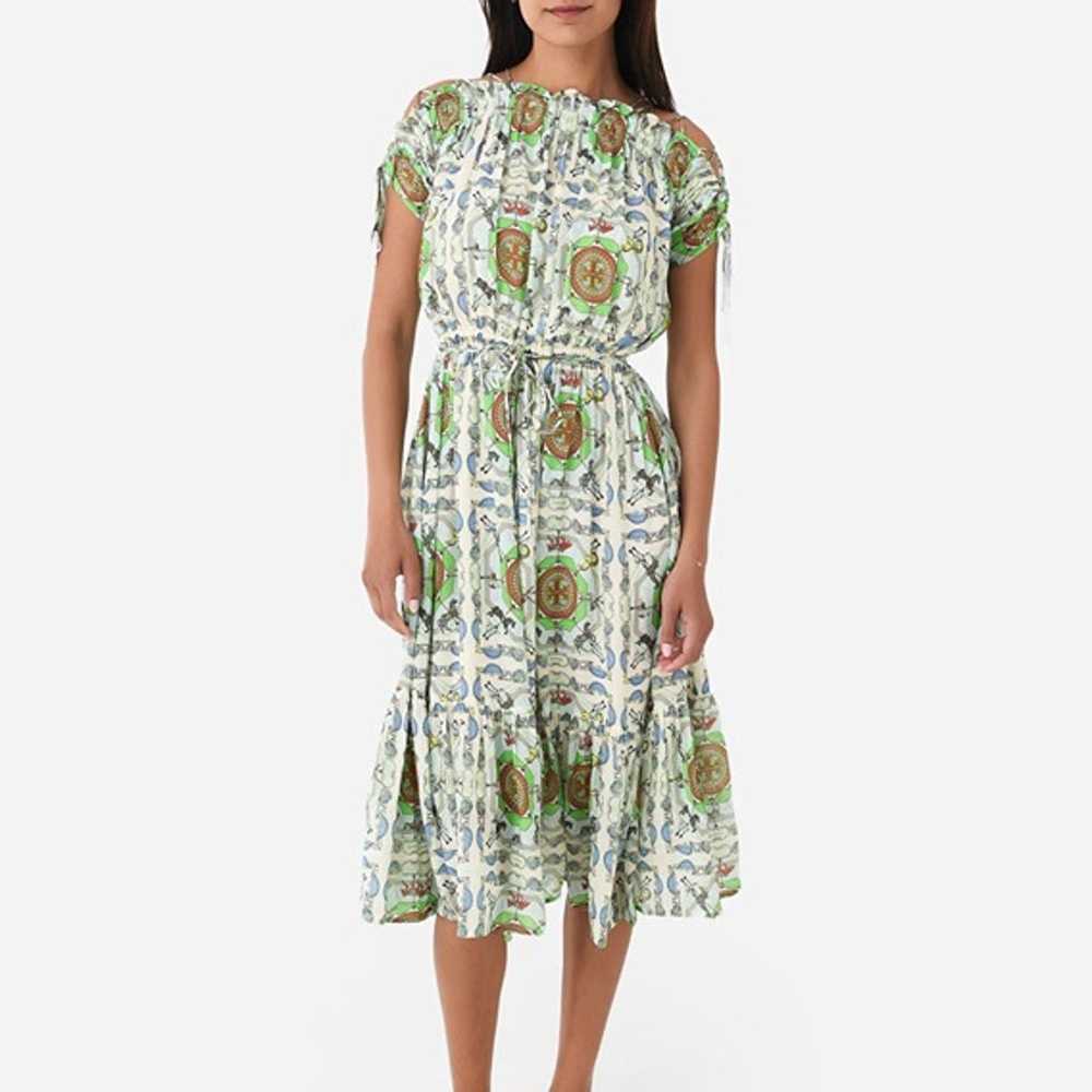 TORY BURCH CAROUSEL PRINTED SILK OFF SHOULDER MID… - image 3