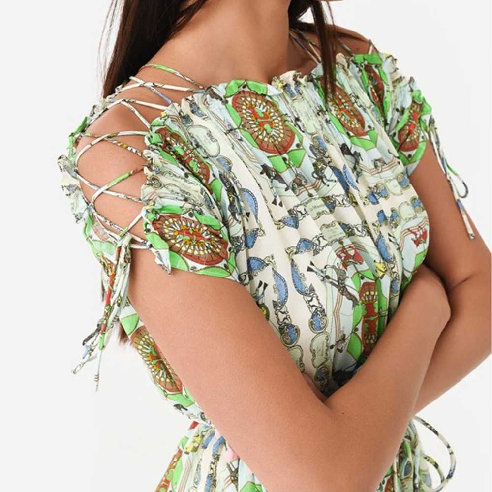 TORY BURCH CAROUSEL PRINTED SILK OFF SHOULDER MID… - image 7