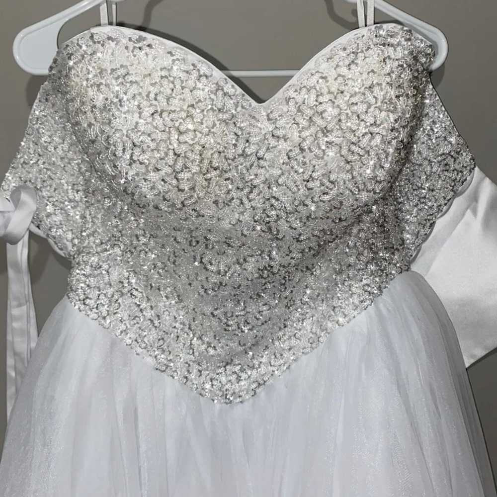 Size 10 Strapless Beaded Wedding Gown - image 2