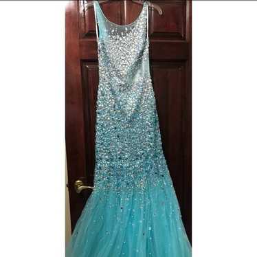 Blue Sparkly Gem Prom Dress - image 1