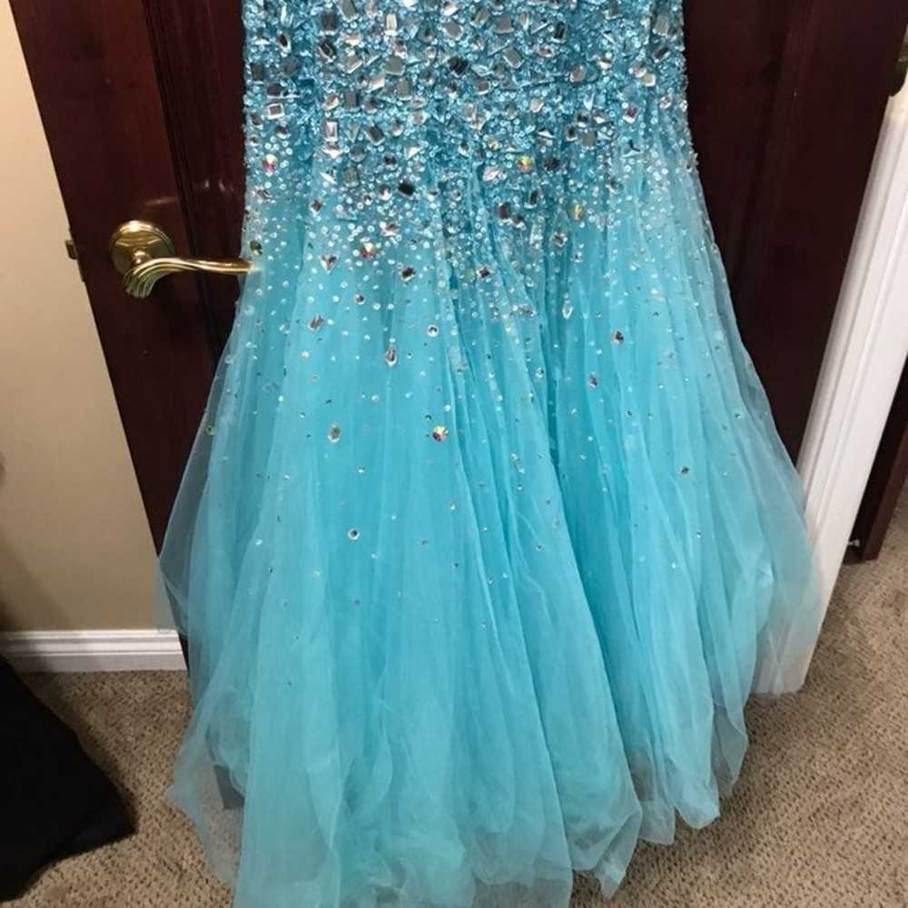Blue Sparkly Gem Prom Dress - image 4