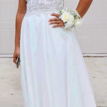 Holographic White Prom Dress