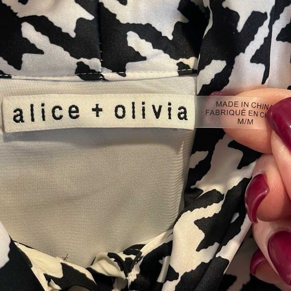 Alice + Olivia Rowen Houndstooth Bow Mini Dress -… - image 5