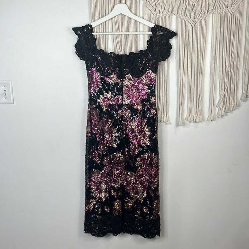 Womens Marchesa Sequins floral sheath Dress Size … - image 4